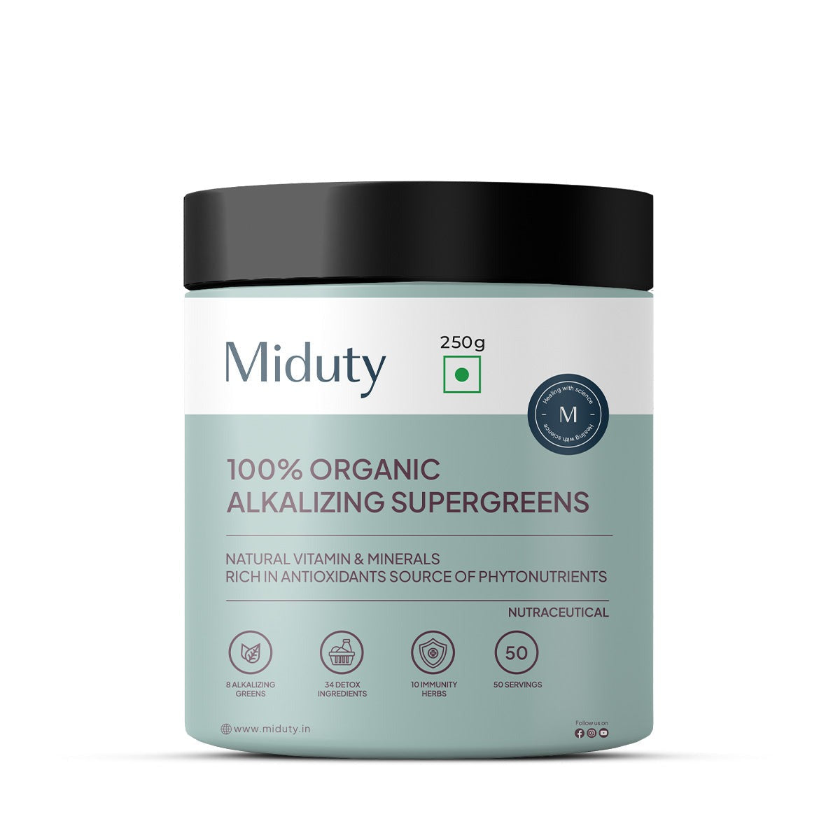 Miduty by Palak Notes 100% Organic Alkalizing Super Greens Powder | Grocsy