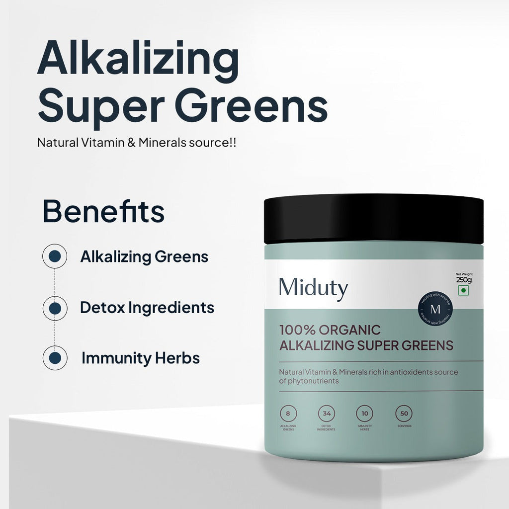 Miduty by Palak Notes 100% Organic Alkalizing Super Greens Powder | Grocsy