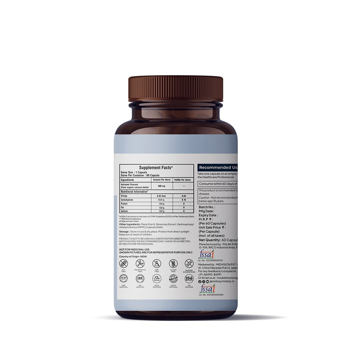Miduty by Palak Notes Activated Charcoal Capsules