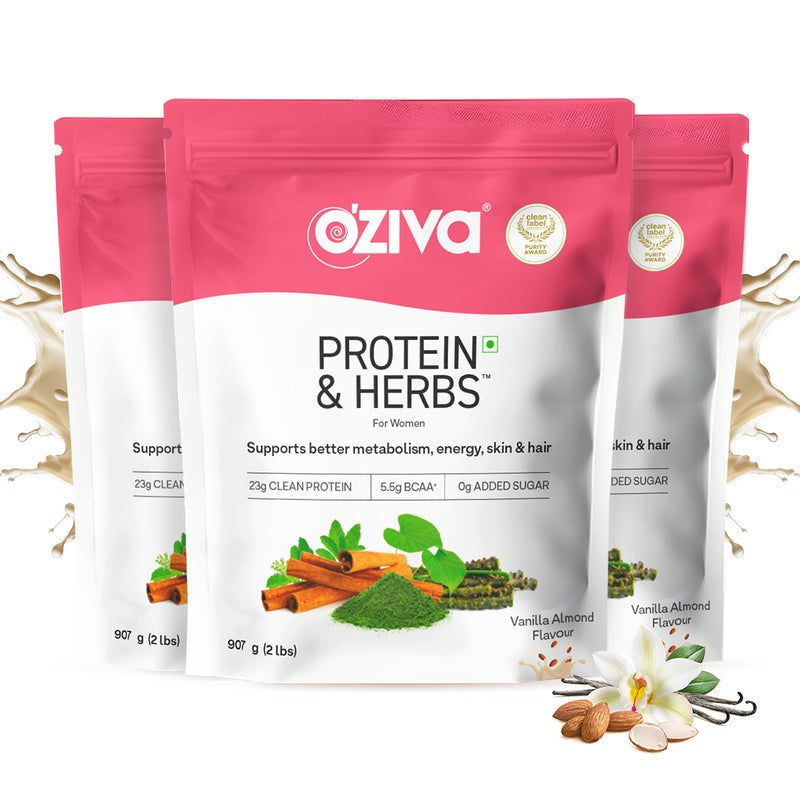 OZiva Protein & Herbs for Women - Protein Powder to Reduce Body Fat, Manage Weight & Metabolism, No Added Sugar | Grocsy