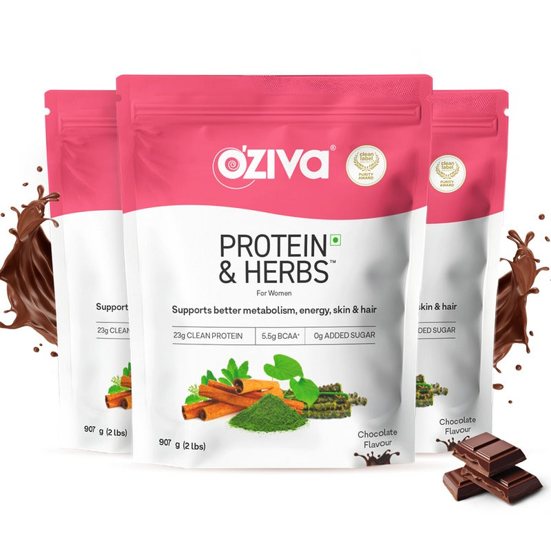 OZiva Protein & Herbs for Women - Protein Powder to Reduce Body Fat, Manage Weight & Metabolism, No Added Sugar | Grocsy