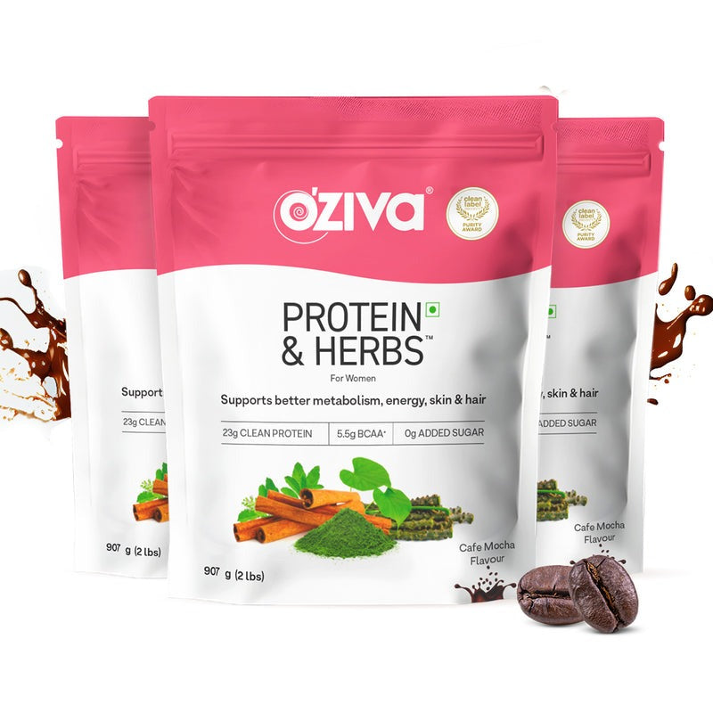 OZiva Protein & Herbs for Women - Protein Powder to Reduce Body Fat, Manage Weight & Metabolism, No Added Sugar | Grocsy