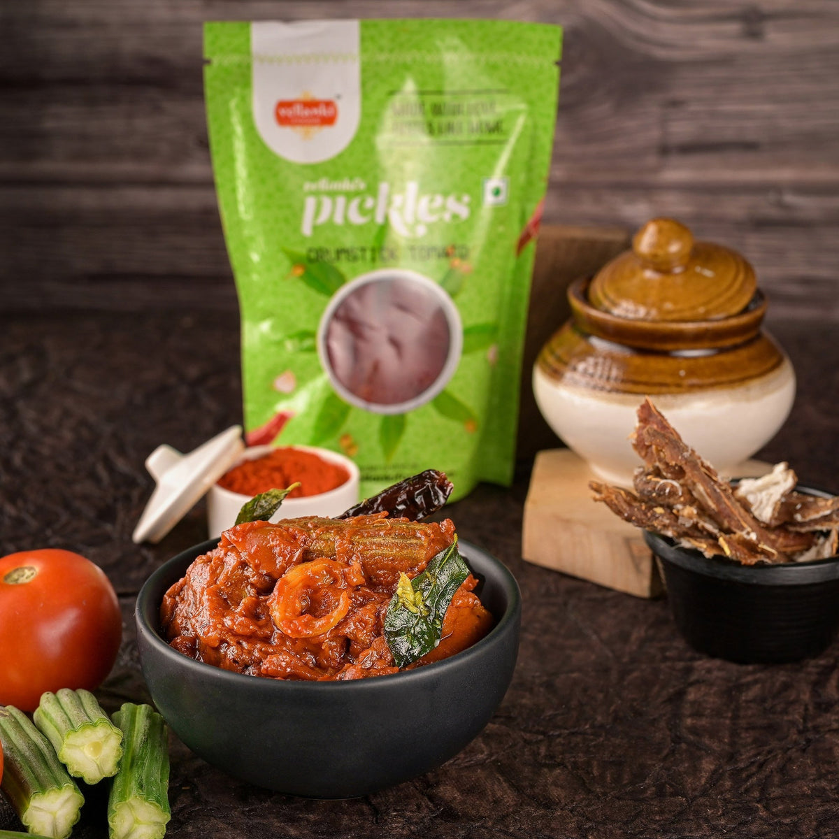 Vellanki Foods Drumstick Pickle with Tomato | Authentic Andhra Murungakkai Achaar