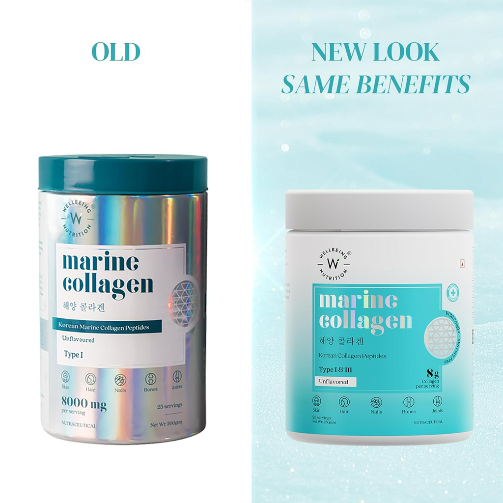 Wellbeing Nutrition Pure Korean Marine Collagen Powder - Unflavoured For Skin, Hair, Nails, Bone & Joint | Grocsy