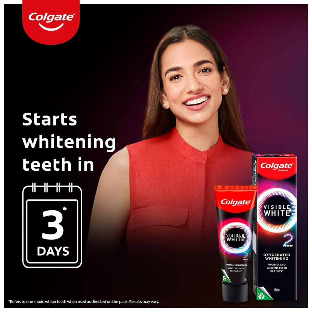 Colgate Visible White O2 Teeth Whitening Toothpaste with Peppermint Sparkle | Grocsy