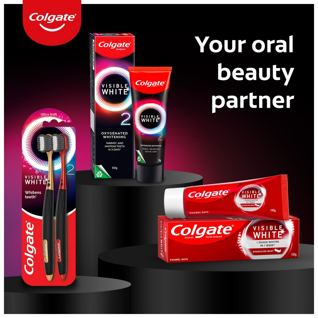 Colgate Visible White O2 Teeth Whitening Toothpaste with Peppermint Sparkle | Grocsy
