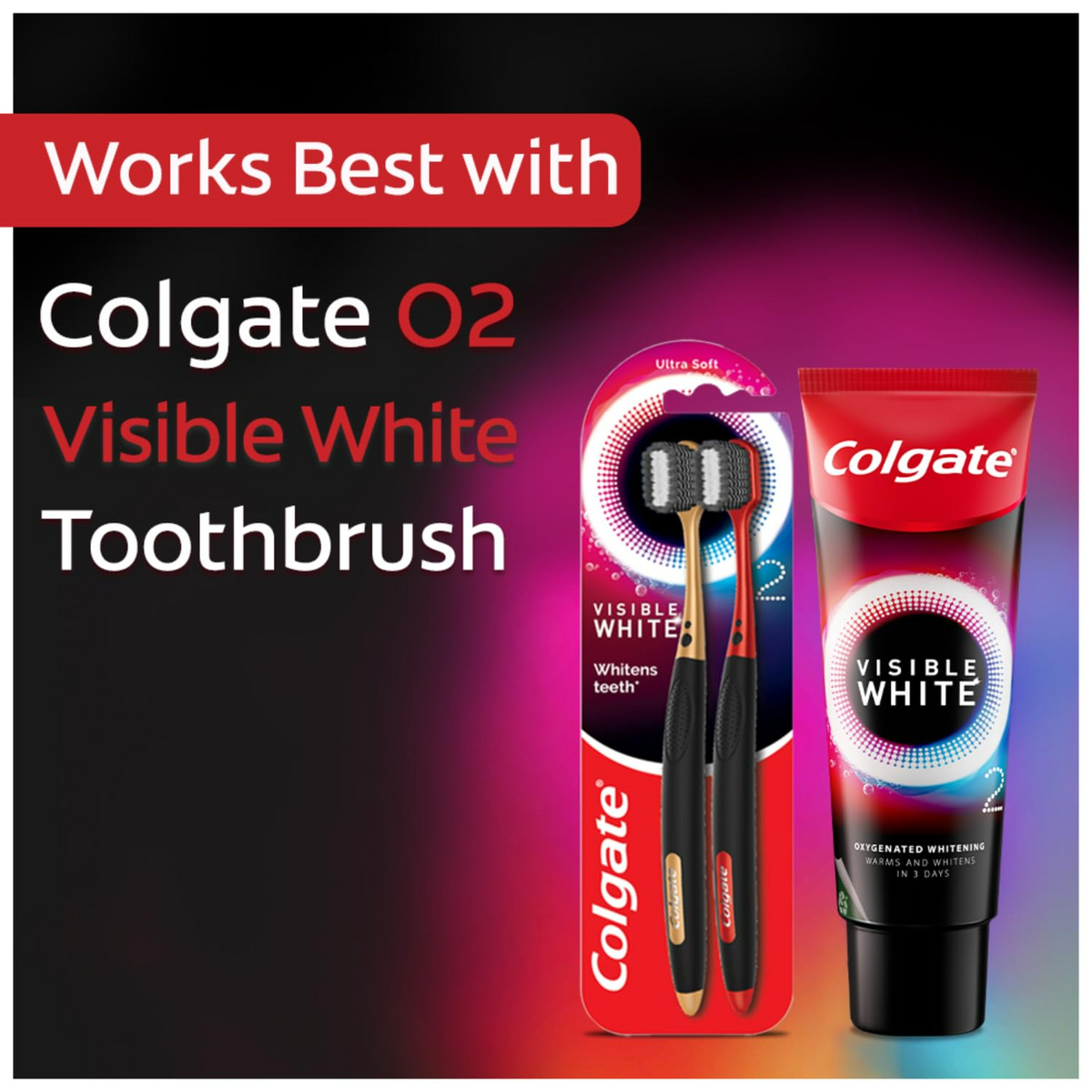 Colgate Visible White O2 Teeth Whitening Toothpaste with Peppermint Sparkle | Grocsy