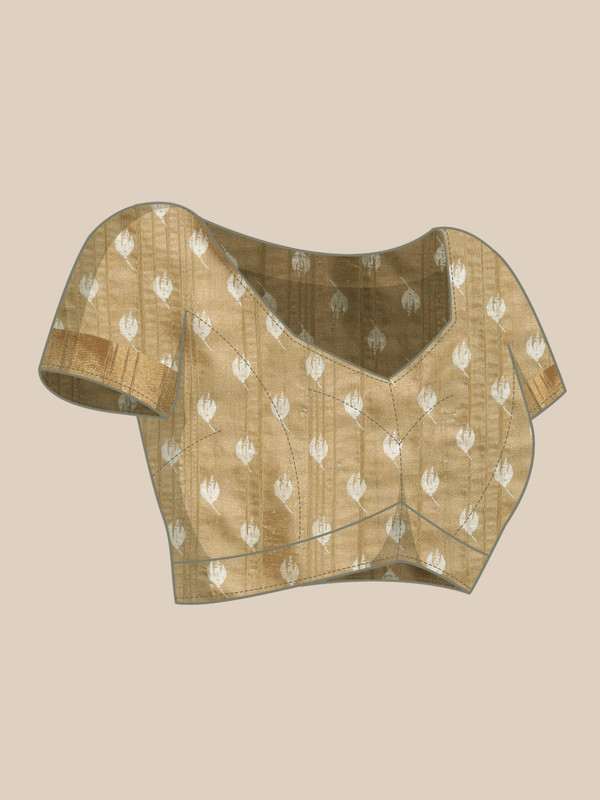 Beige Silk Blend Digital Print Floral Saree with Unstitched Blouse - Hiral Fashion | Grocsy