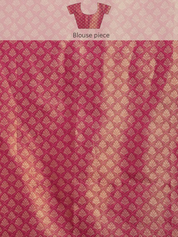 Purple Brocade Zari Woven Floral Saree with Unstitched Blouse - Hiral Fashion | Grocsy