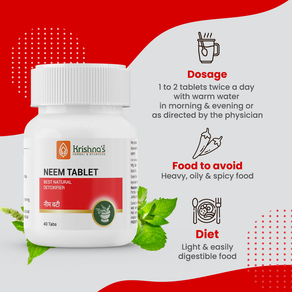 Krishna's Herbal & Ayurveda Neem Tablets | Grocsy