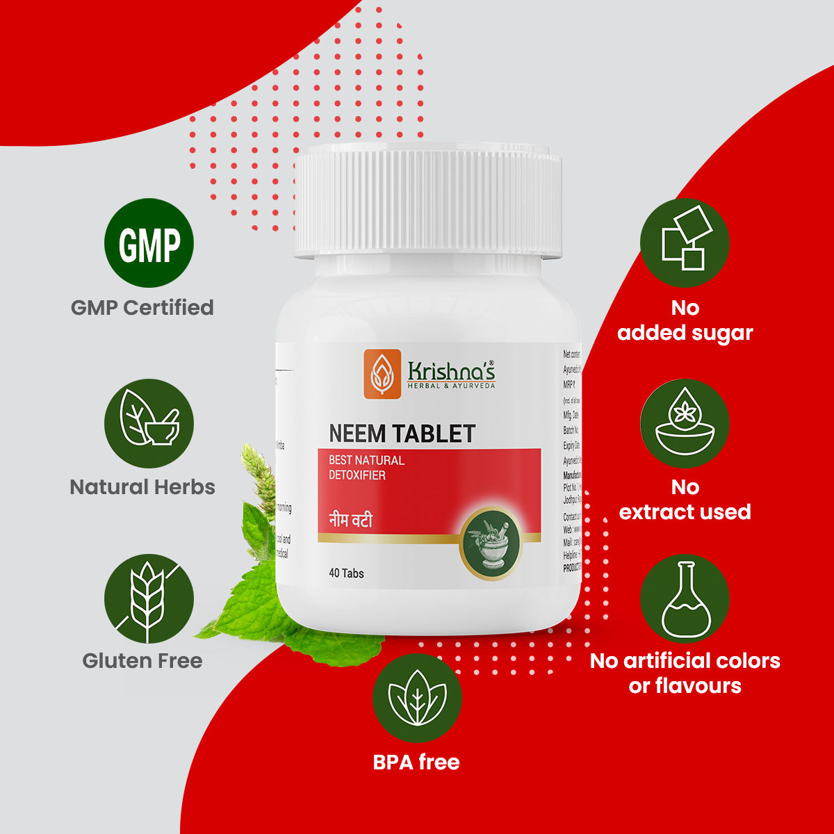 Krishna's Herbal & Ayurveda Neem Tablets | Grocsy