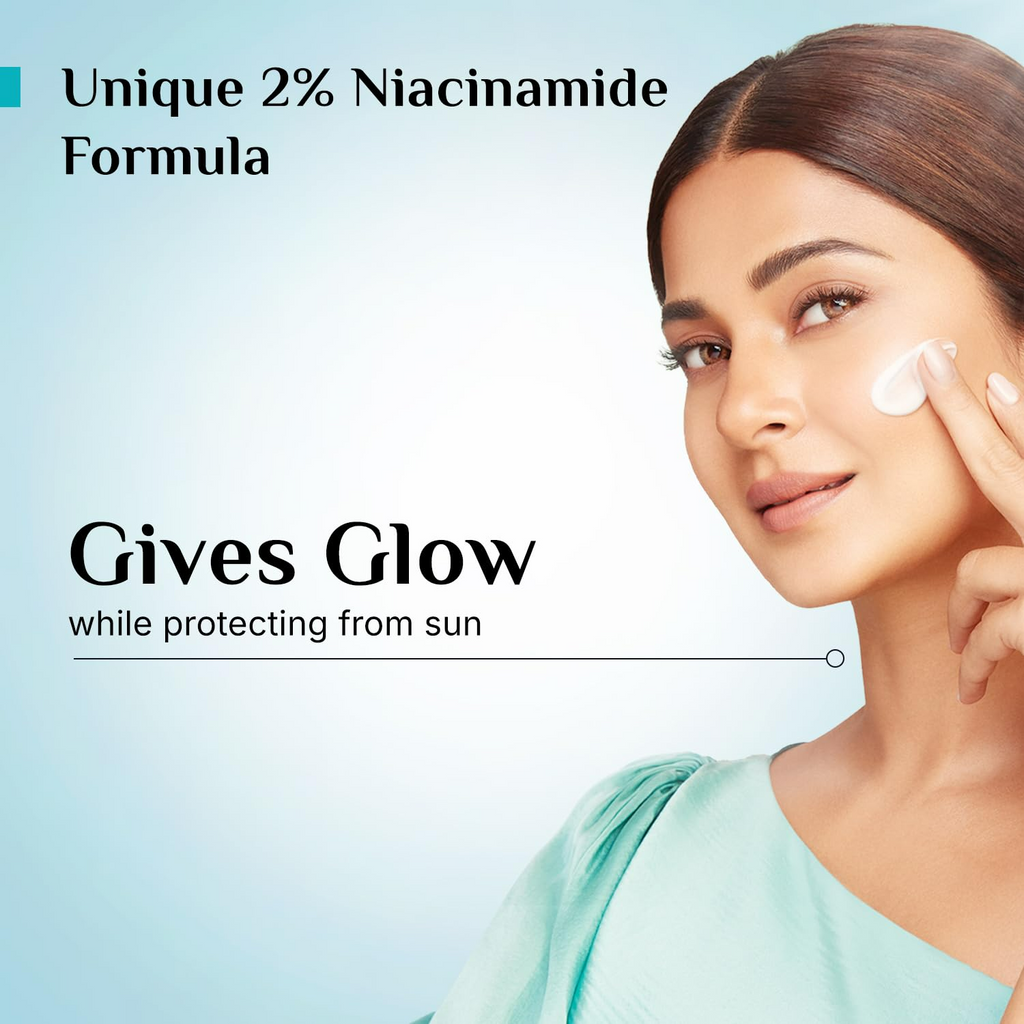 Pilgrim 2% Niacinamide Glow Sunscreen SPF 50 +++ Enhances Glow, Broad spectrum, Non-greasy, No white cast & Prevents Tanning | Grocsy