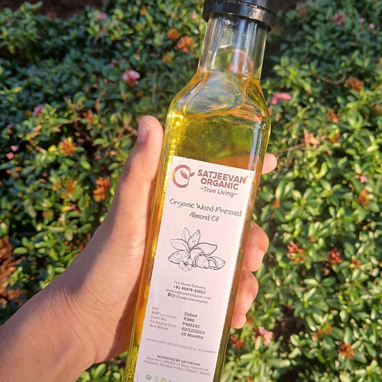 Satjeevan Organic Wood-Pressed Almond Oil | Grocsy