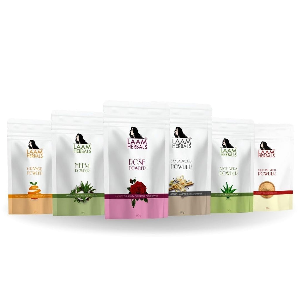 Laam Herbal's Rose Petal, Orange Peel, Multani Mitti, Aloe Vera, Neem Leaf, Sandalwood Powder | Grocsy