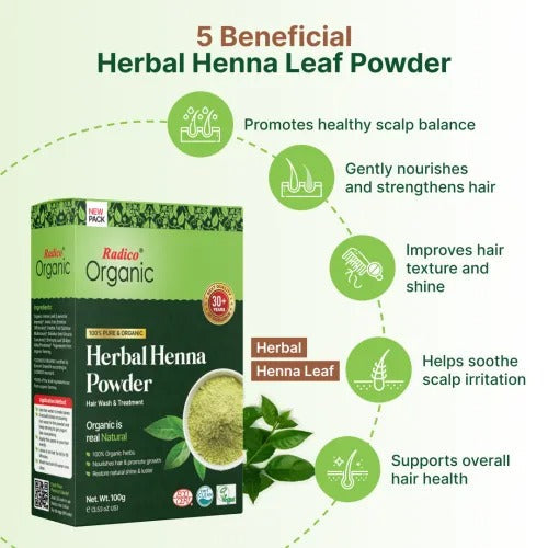 Radico Organic Herbal Henna Powder | Grocsy