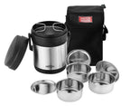 MILTON Thermosteel Hot Meal 3 Container Lunch Box, Silver | Grocsy