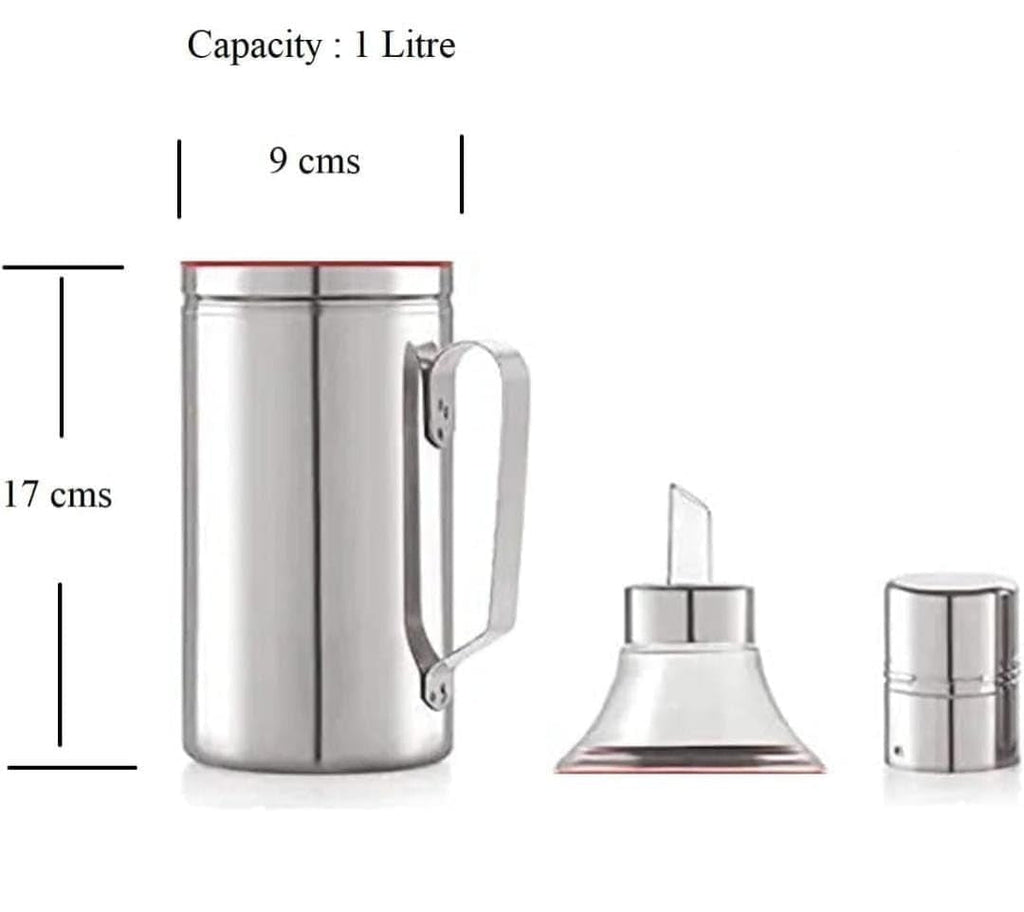 Brunchy Stainless Steel Oil Dispenser 1 Litre | Grocsy