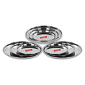 Sumeet Stainless Steel Heavy Gauge Multi Purpose Plates with Mirror Finish Set of 9pc (Dia - 17cm, 22cm,27.5cm) | Grocsy