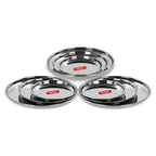 Sumeet Stainless Steel Heavy Gauge Multi Purpose Plates with Mirror Finish Set of 9pc (Dia - 17cm, 22cm,27.5cm) | Grocsy