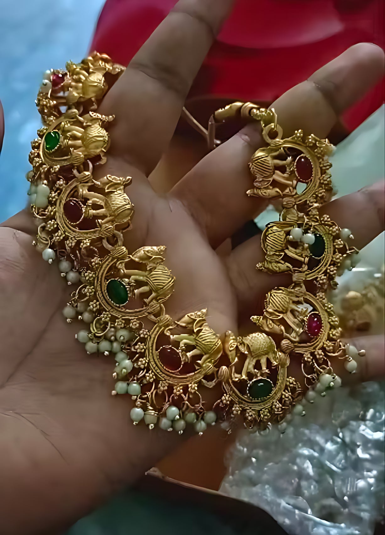 Jewel City Exquisite Antique Gold-Plated Temple Choker Necklace Set | Grocsy