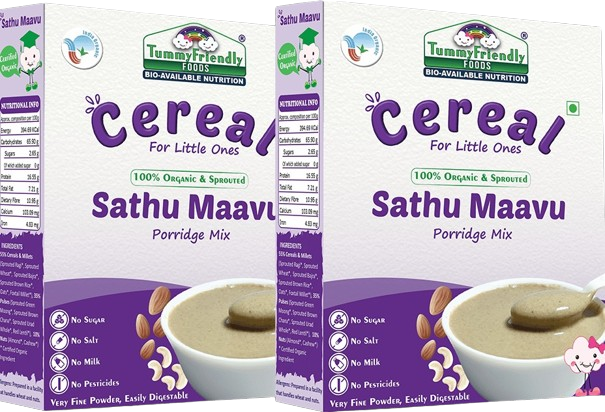 TummyFriendly Foods Organic Sprouted Sathu Maavu Porridge Mix ,Made of Sprouted Ragi, Whole Grains, Pulses & Nuts | Grocsy