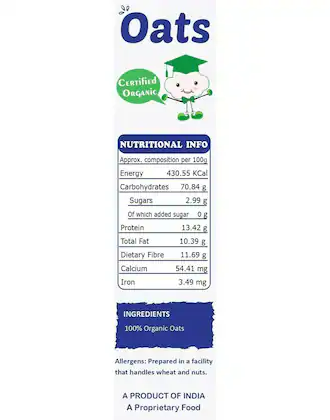 TummyFriendly Foods Certified Organic Oats Porridge Mix for 6 Months Old | Grocsy
