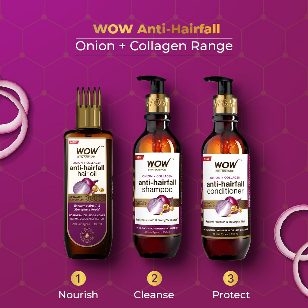 Wow Skin Science Onion & Collagen Anti-Hairfall Hair Oil | Grocsy