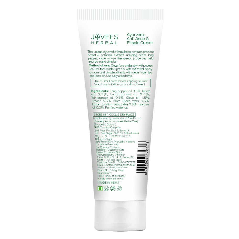 Jovees Neem & Long Pepper Anti Acne & Pimple Cream | Grocsy
