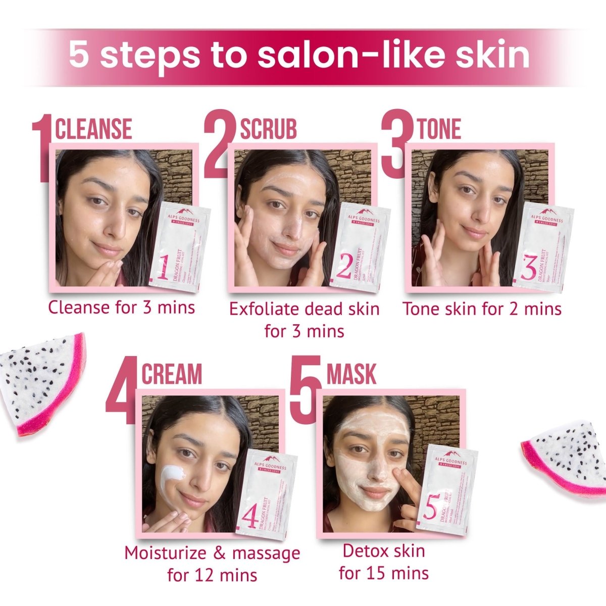 Alps Goodness Dragon Fruit Brightening Facial Kit | Grocsy