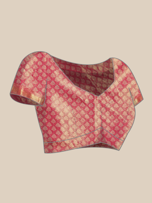 Mustard Brocade Zari Woven Floral Saree with Unstitched Blouse - Hiral Fashion | Grocsy