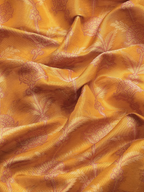 Mustard Brocade Zari Woven Floral Saree with Unstitched Blouse - Hiral Fashion | Grocsy