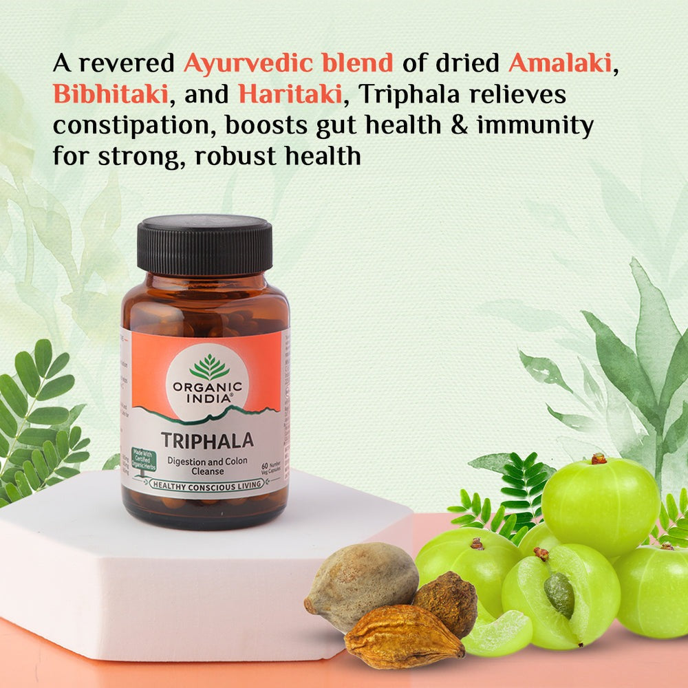 Organic India Triphala Capsules | Certified Organic Digestive Detox & Gut Health Supplement - Swadesiicart