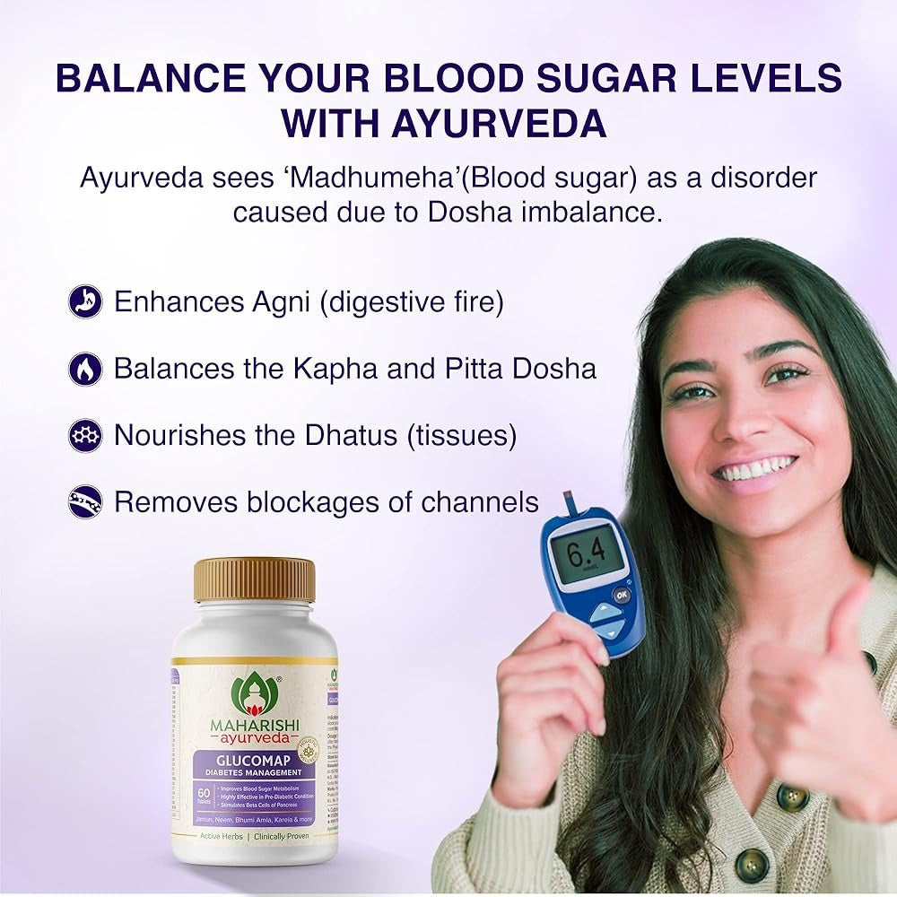 Maharishi Ayurveda Glucomap Tablets | Vedic Ayurvedic Supplement for Healthy Blood Sugar Balance - Swadesiicart