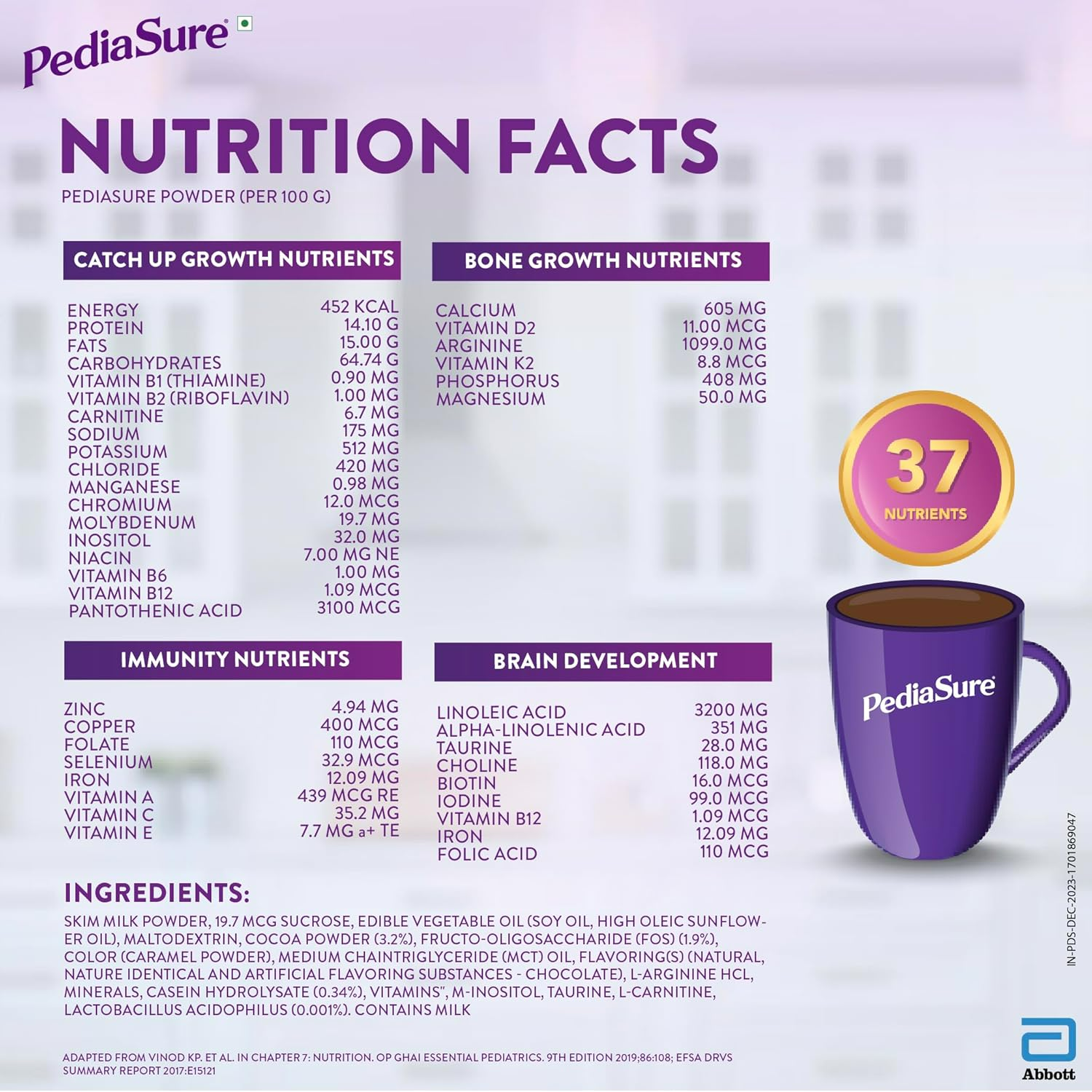 Pediasure Health and Nutrition Drink Powder for Kids Growth (Premium Chocolate) | Grocsy