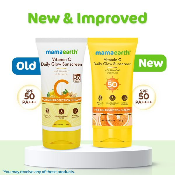 Mamaearth Vitamin C Daily Glow Sunscreen SPF 50 PA+++ for Sun Protection & Glow | Grocsy