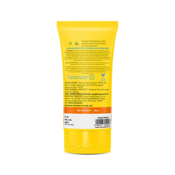 Mamaearth Vitamin C Daily Glow Sunscreen SPF 50 PA+++ for Sun Protection & Glow | Grocsy