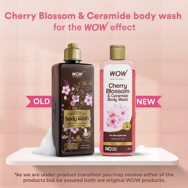 Wow Skin Science Cherry Blossom & Ceramide Body Wash For Removes Dirt, Hydrates and Softens Ski | Grocsy