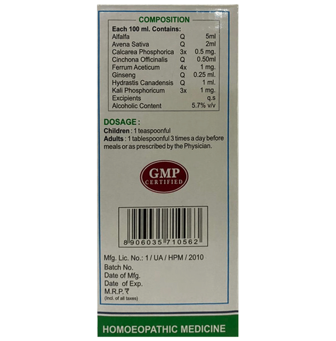 Wheezal Homeopathy Alfalfa Tonic With Ginseng | Grocsy