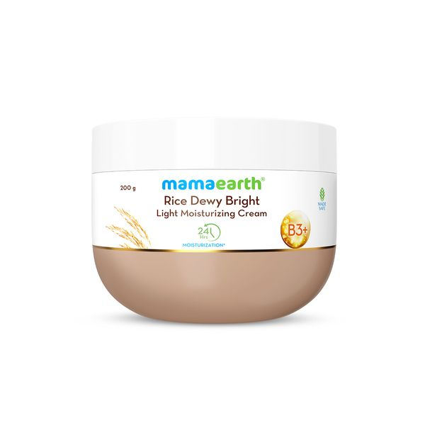 Mamaearth Rice Dewy Bright Light Moisturizing Cream with Rice Water & Niacinamide For Glass-Skin | Grocsy