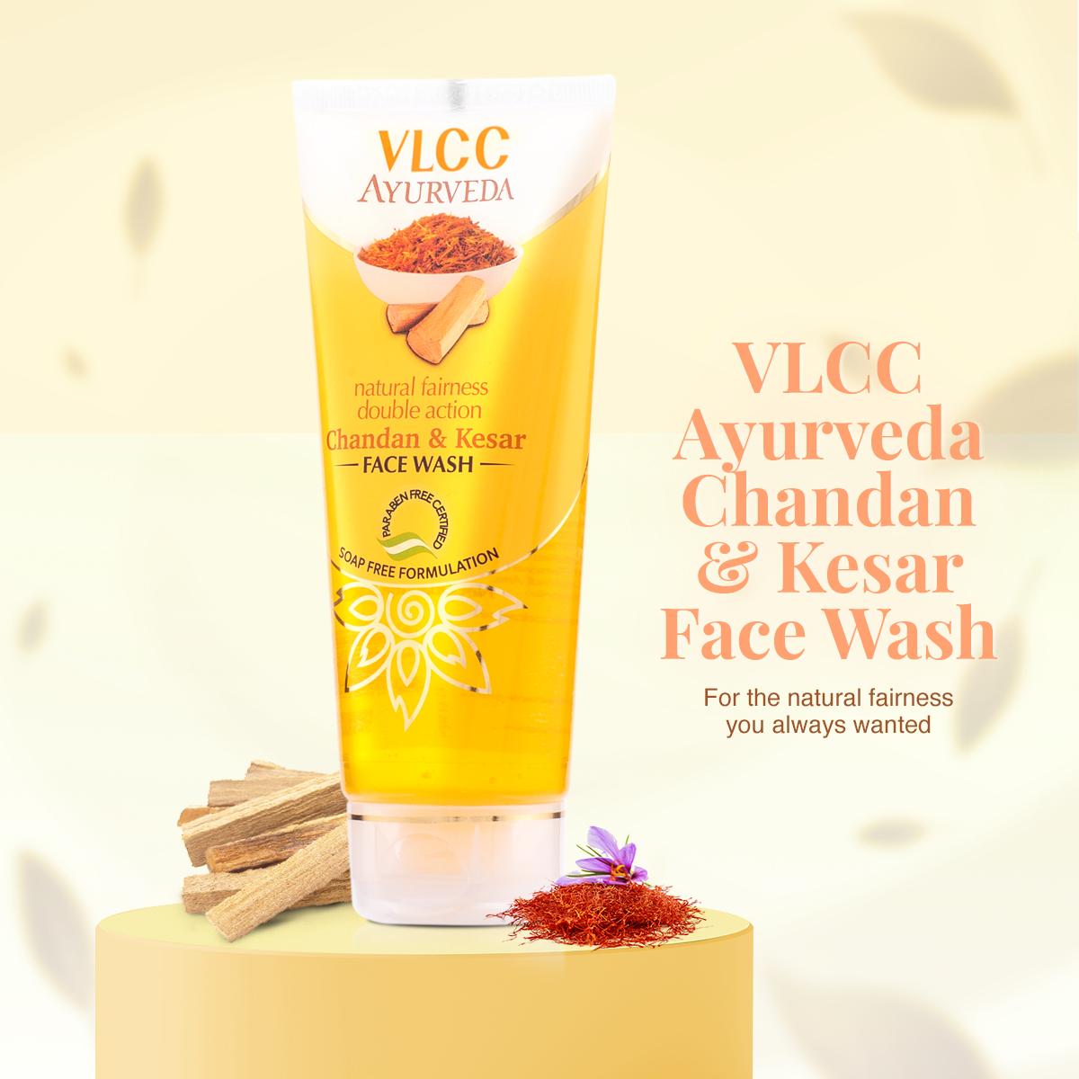 VLCC Ayurveda Natural Chandan & Kesar Face Wash | Grocsy