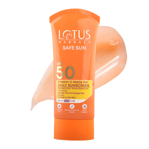 Lotus Herbals Safe Sun Vitamin C Matte Gel Daily Sunscreen SPF 50 PA+++ | Grocsy