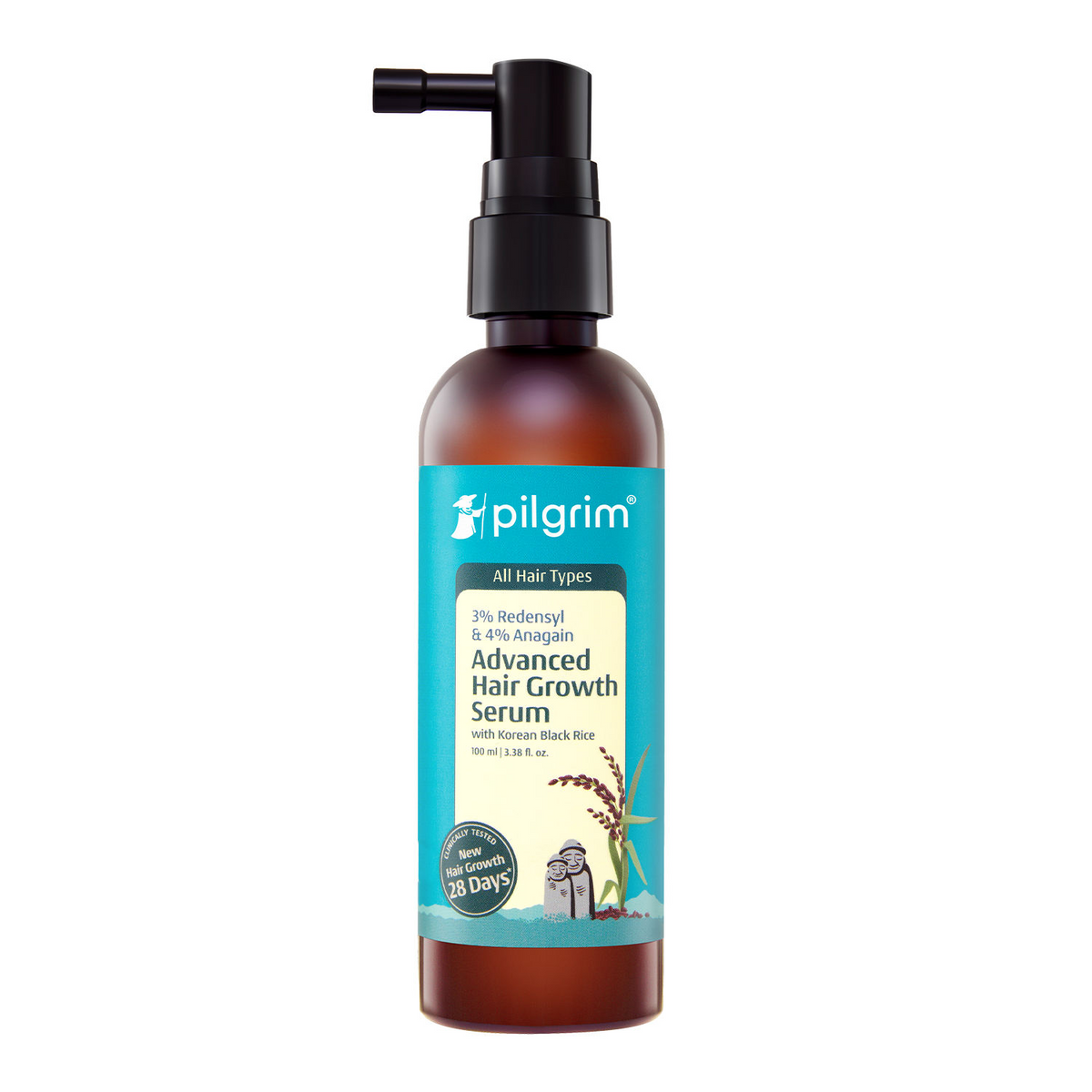 Pilgrim Redensyl 3% + Anagain 4% + 5% Capilia Stem Advanced Hair Growth Serum with Korean Black Rice | Grocsy