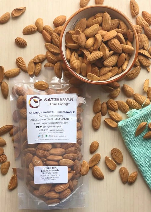 Satjeevan Organic Raw Badam Almonds | Grocsy