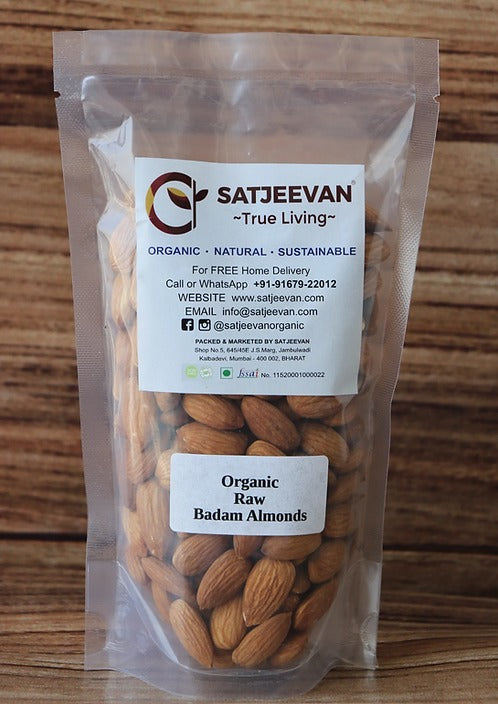 Satjeevan Organic Raw Badam Almonds | Grocsy