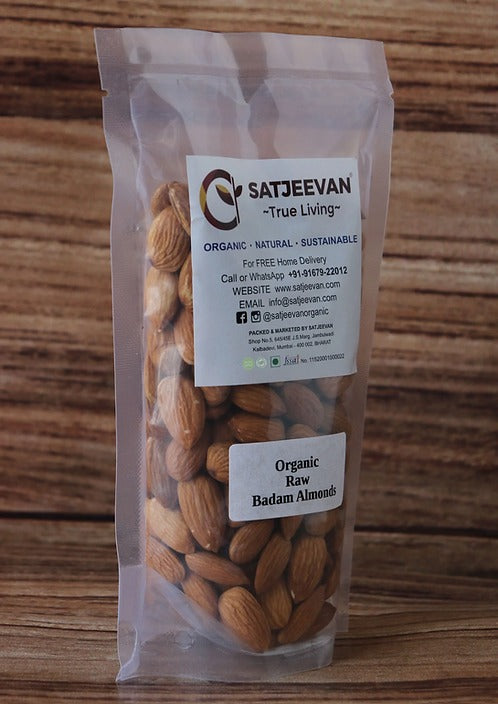 Satjeevan Organic Raw Badam Almonds | Grocsy