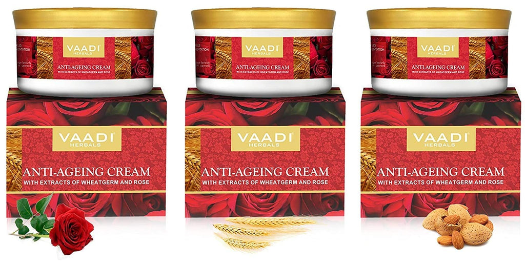 Vaadi Herbals Value Anti Ageing Cream, Almond Wheatgerm Oil and Rose | Grocsy
