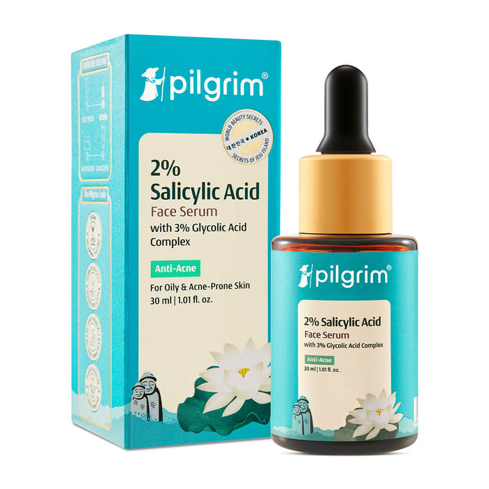 Pilgrim Korean Salicylic Acid 1% + Glycolic Acid 3% Anti Acne Serum For Oily & Acne Prone Skin - Korean Skin Care | Grocsy