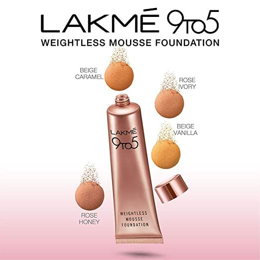 Lakme 9To5 Weightless Mousse Foundation - Nude Brown | Grocsy