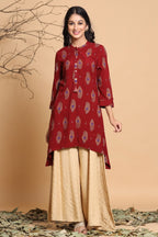 Juniper Maroon Viscose Rayon Kurta | Grocsy