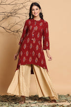 Juniper Maroon Viscose Rayon Kurta | Grocsy